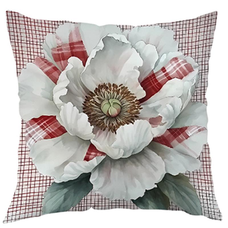 

Plant and Flower High-definition Printing Sofa Pillow Cover Christmas Atmosphere Decoration Bay Window Cushion Short plush 45X45CM pillow cover