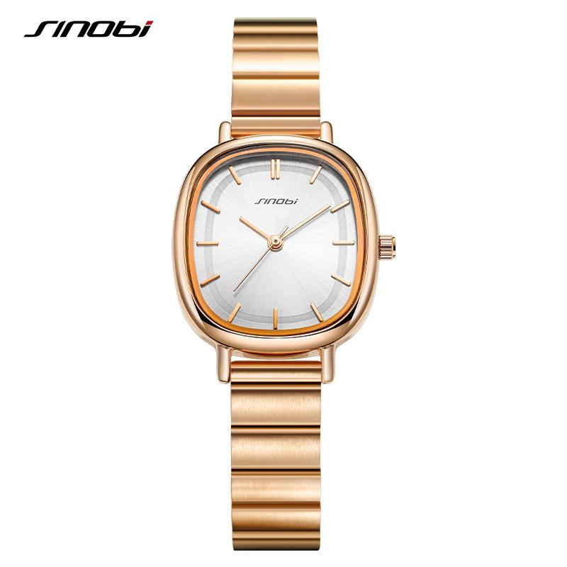 Watch Women'S Waterproof Niche Fashion Quartz Watch Bamboo Pattern Steel Belt Square Watch Women'S Watch 9869