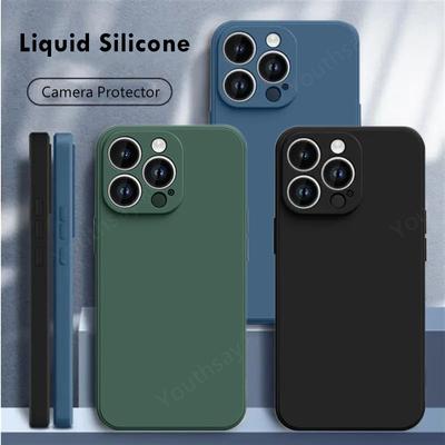 For iPhone 16 Pro Liquid Silicone Case iPhone 16 Pro Fundas Cover Coque Soft TPU Camera Protector Back Shell For iPhone 16 Pro