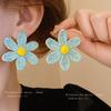 Bohemian Steel Needle Flower Woven Stud Earrings Niche Temperament Vacation Style Earrings Literary Small Fresh Earrings