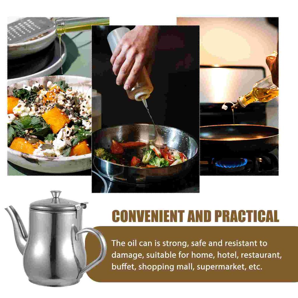 Stainless Steel Oil Pot Bottle Can Strainer Filter Honey Kitchen Storage Grease Practical Container