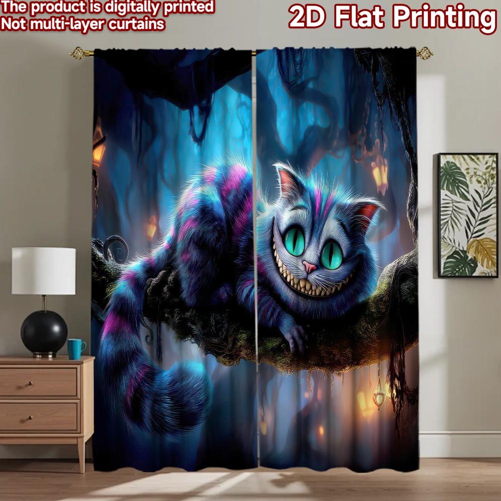 2D flat Photography Backdrop Photography Banner Colorful Cat in Forest 100% Polyester Vibrant Reunion Perfect for Suitable 60×150cm