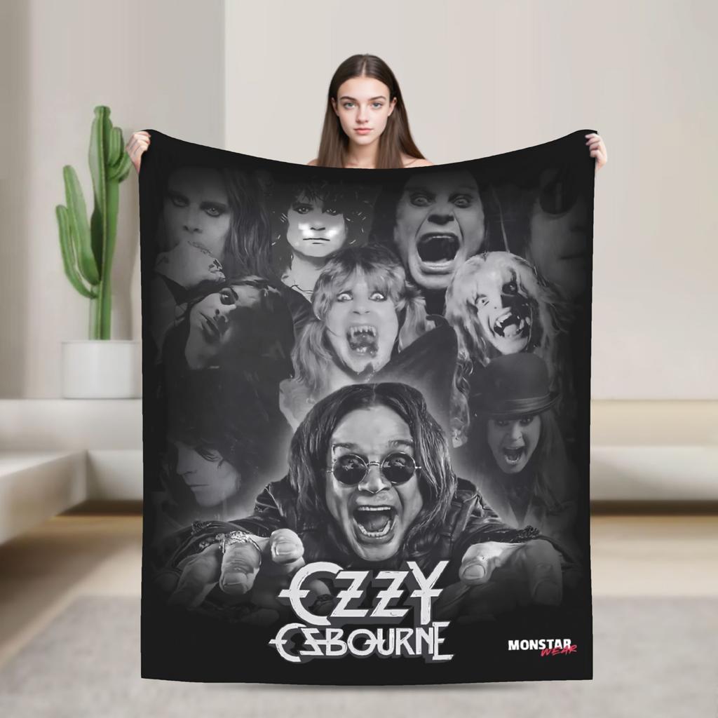 Ozzy RIP Ozzy Osbourne Koc w stylu vintage Koc podróżny do biura Koc flanelowy na zewnątrz Ciepły Miękki Wysokiej jakości Pled Prezent