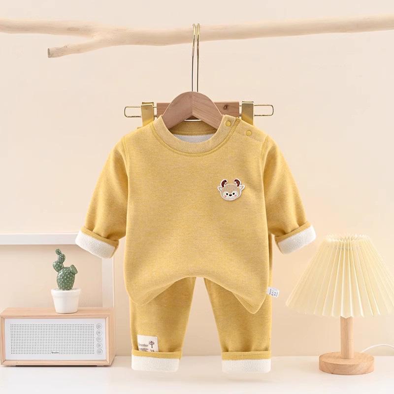 

Детский пижамный комплект из шелка и кашемира на флисовой подкладке с высокой талией для защиты животика 100 cm