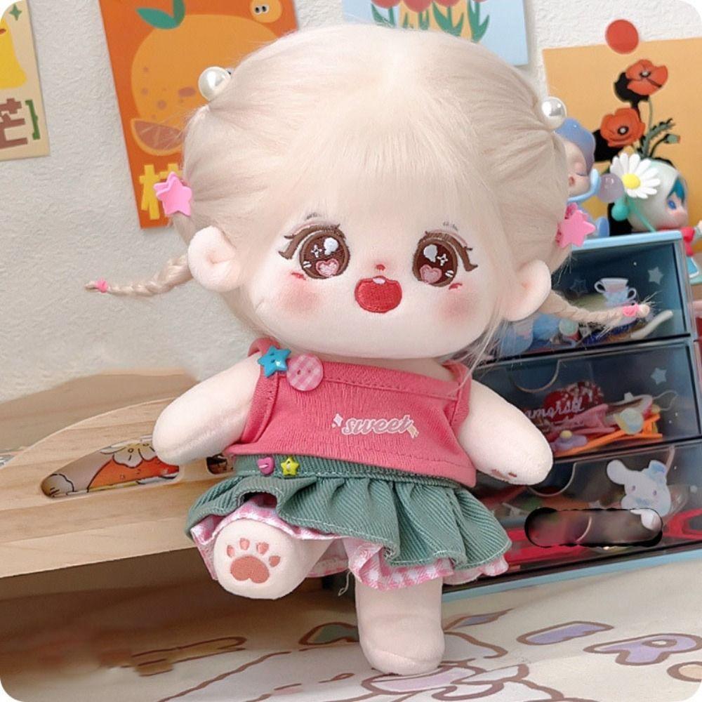 Mini Cartoon Plush Jumpsuit Cartoon Style Mini Clothes Suits Idol Doll Outfit  20cm Cotton Doll