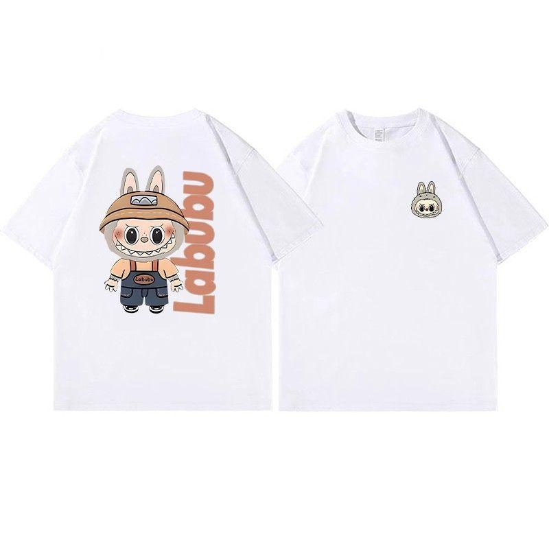 Letter Monster Elf Cartoon Graphic Labubu Kids and Women Printed T-shirt Summer Casual Men's Outdoor Short Sleeve Clothing Top