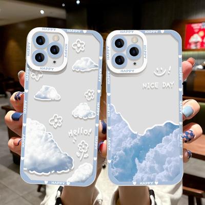 Funda de teléfono Clear Sky Clouds para Iphone 14 12 13 11 Pro Xs Max X 7 8 Plus Se 2020 2022 13 Mini funda protectora de lente de silicona