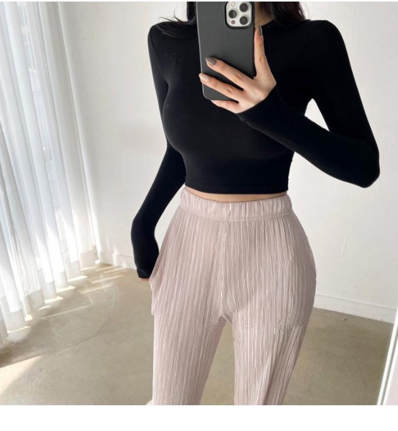 Korean Dongdaemun Trendy Tight Long Sleeve T-shirt: Sexy & Versatile with Big Bust and Waist Display