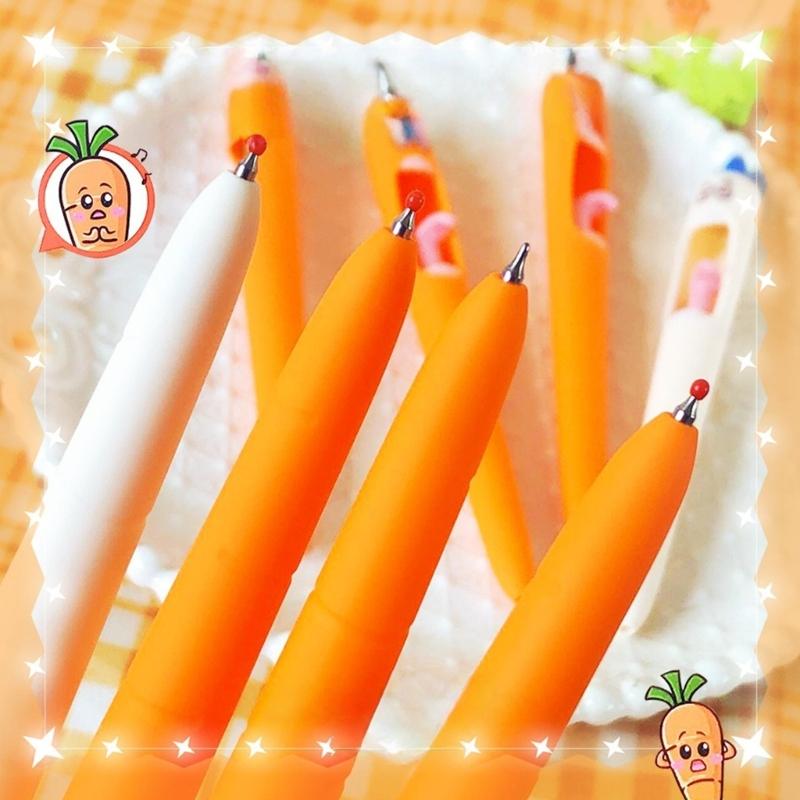 4 Pcs Retractable Gel Pen Smooth Writing Tool Carrot Gel Ink Pen with Comfortable Grip For Students