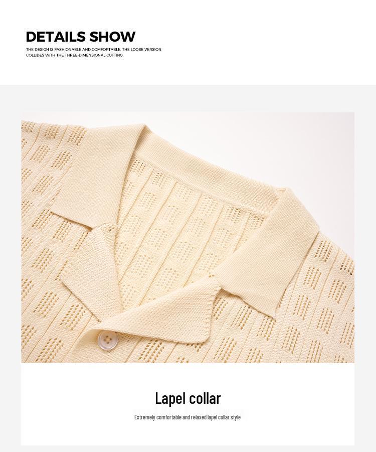 Summer Lapel Short Sleeve Knit Polo: European & American Fashionable Men's Casual Button Cardigan Sweater.