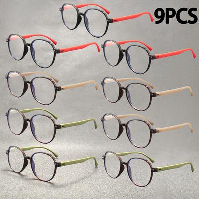 9PCS Fashion Reading Glasses Anti-Blue Light Women Men Computer Presbyopia Hyperopia Reading Eyeglasses