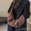 2025 Korean Ins Large-capacity Retro Soft Leather Pleated Dumpling Bag Lazy Style Casual Versatile Shoulder Satchel Women