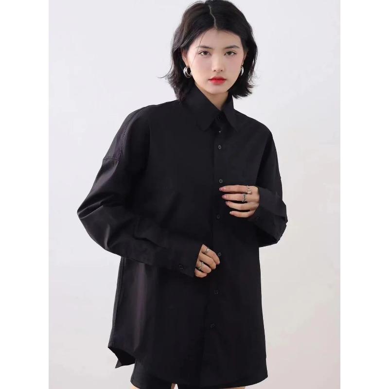 

Ретро вышитая розами рубашка-куртка женская свободная с лацканами на пуговицах кардиган модный повседневный топ с длинным рукавом S чёрный