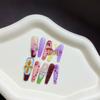 Elegant 3D Hand-painted Long Wearable Nails - European & American Style Manicure