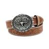 Western Denim Belt Bull Head Big Board Buckle Retro Edge Beads Men'S Punk Hip Hop Pu Leather Belt