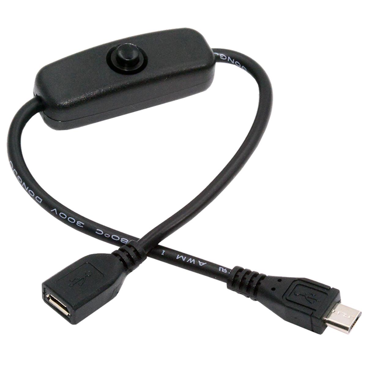 

PW-012-MM Micro USB2.0 Cable with On/Off Power Switch Button Micro 5 Pin Male to Female for DC 5V Desk Lamp Fan Camera As Shown A