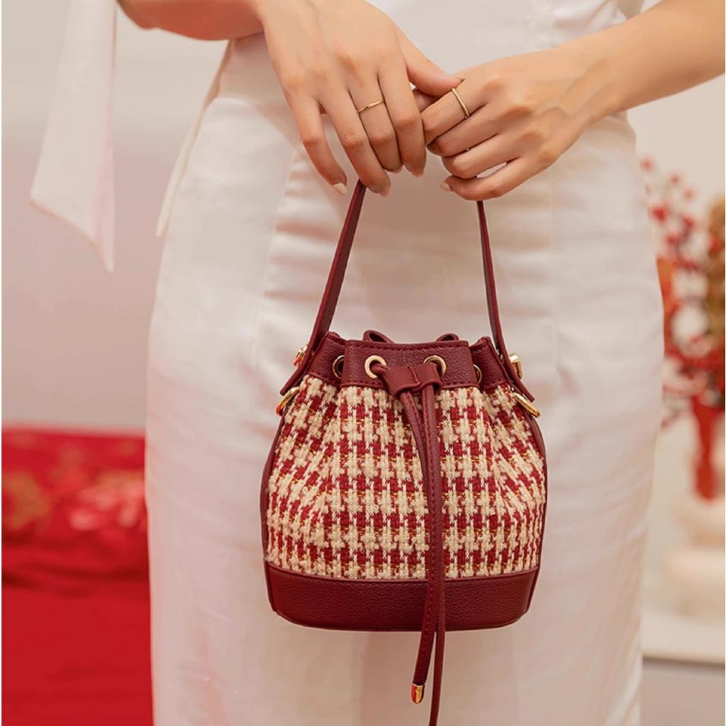Thousand Birds Red Bridal Wedding Bag Premium Crossbody Bucket Bag Women'S Shoulder Handheld Women'S Bag