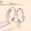 Customized Silver-Plated Linked Branch Couple Rings - Unique Christmas Gift for Girlfriend/Boyfriend