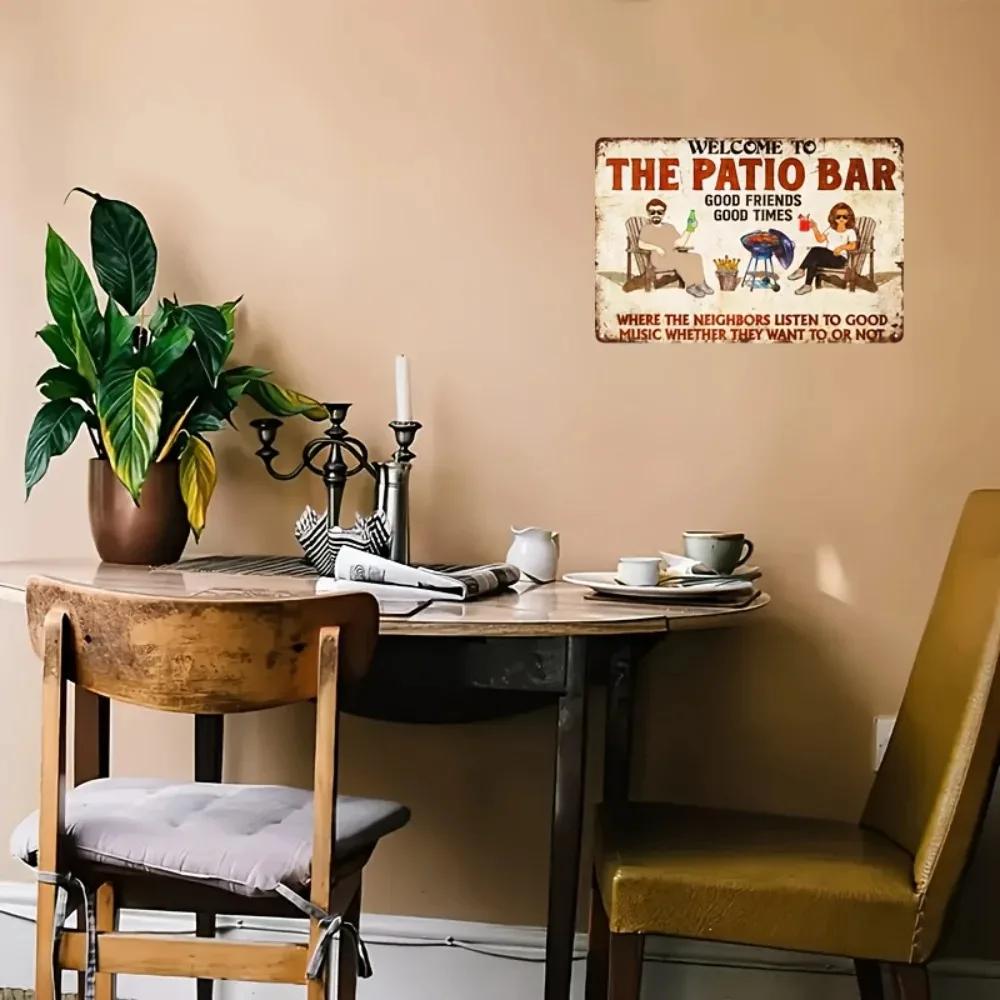 RETROPATIOARTZ Retro Iron Patio Bar Sign - Versatile Home Garden Decor, Ideal Gift for Retro Aesthetic Lovers