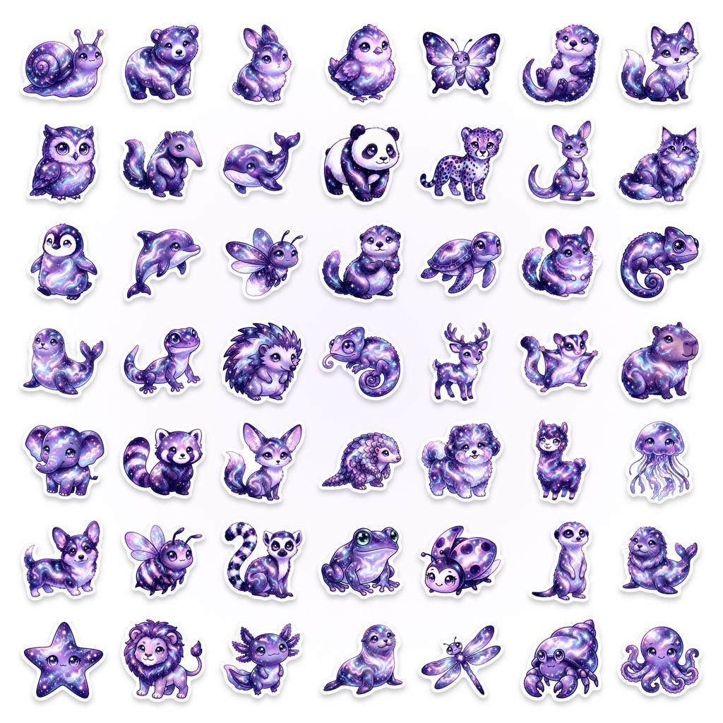 50/100 Pcs Dreamy Cute Galaxy Mix Animal Stickers DIY Game Adult Waterproof No Trace for Cup Phone Helmet Skate Decals