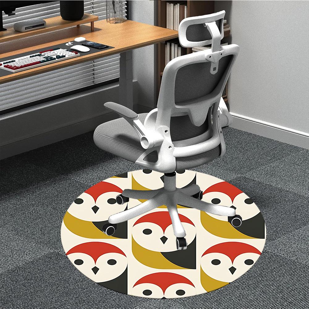 

1pc Owl Pattern Office Round Area Rug, Indoor Mat Suitable For Office, Under Office Chairs Bedroom Living Room Home Decor, Room Deco 80cm