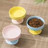 Ceramic Color-Blocked Pet Bowl Elevated Cat Bowl Protects Cervical Vertebrae Pet Supplies