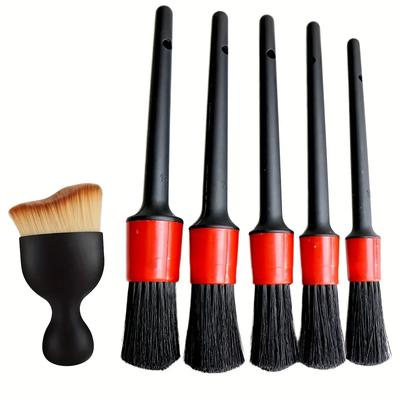 Modisches 6-teiliges Reinigungsbürsten-Set für Autos, Innenausstattung, Armaturenbretter, Lüftungsschlitze, Detaillierungsbürsten-Set, Felgen, Reinigungsbürste, Zubehör