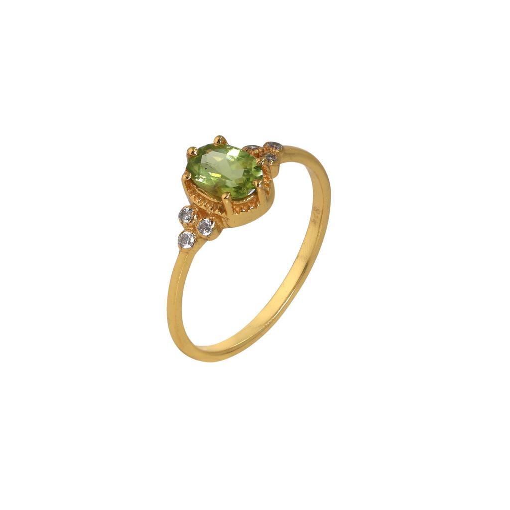 Peridot Ring, Birthstone Jewelry, 925 Sterling Silver, Gift For Her, Delicate Women Jewelry, Gold Plated Ring