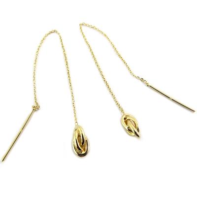 [P8048] - Gold Plated 'Forçat Double Antillais' Earrings - 70 Mm - 10x5 Mm