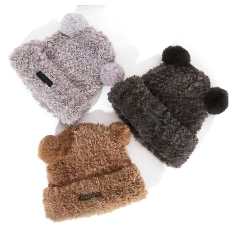Adult Children Furry Ears Winter Hat Bear Hat New Year Winter Headwear