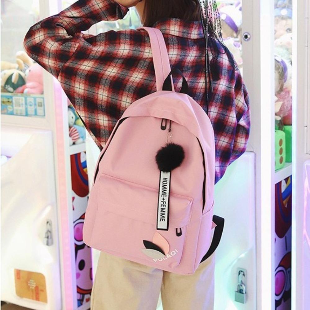 Large Capacity Printed Leaves Backpack Printed Leaves Canvas Rucksack Student Schoolbag  Female