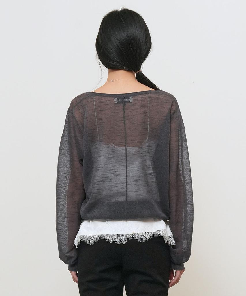 GENERALIDEA Deep V-Neck See-Through Knit Pullover [Charcoal] / Gf2Lkp544