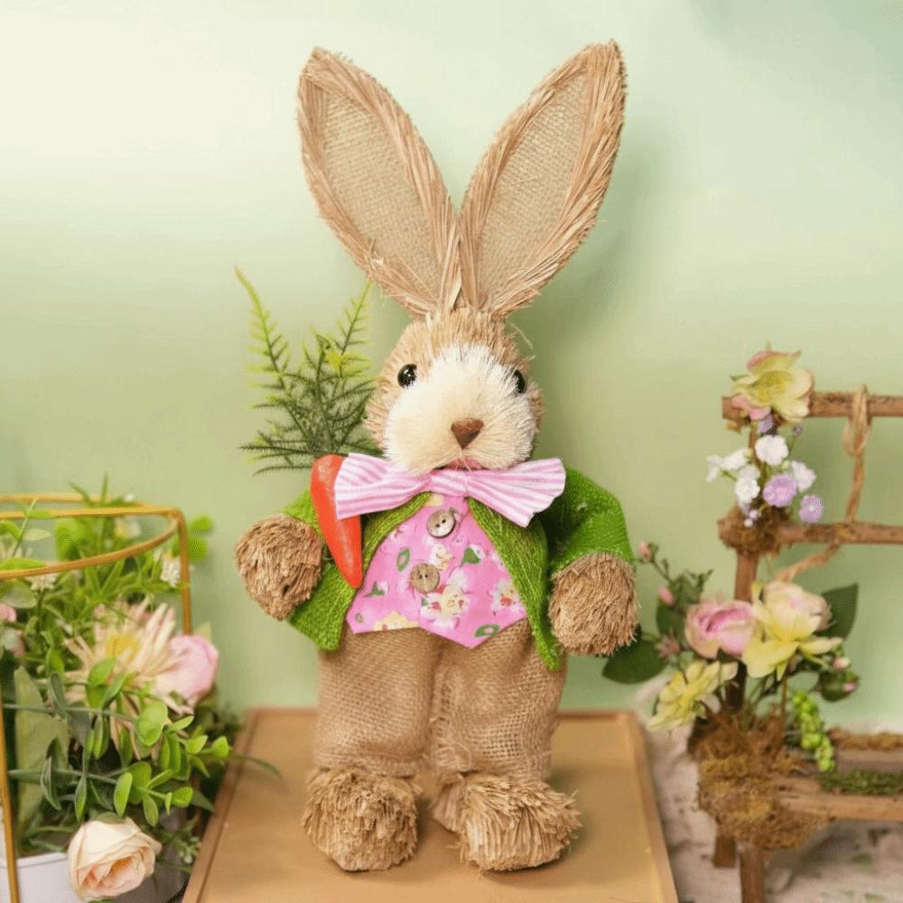 Realistisches Design Osterstrohhasen 35cm Größe Osterdekoration Geflochtener Hase Gartenornamente