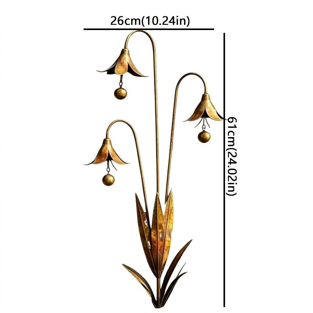 Rustic Three Calla Lilies Sculpture Iron Art Floral Stake Ornament  Outdoor Yard