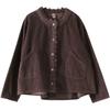 Plus Size Women's Loose Literary Long Sleeve Crew Neck Jacket Spring Solid Color Corduroy with Lace Trim Versatile Short Outerwear