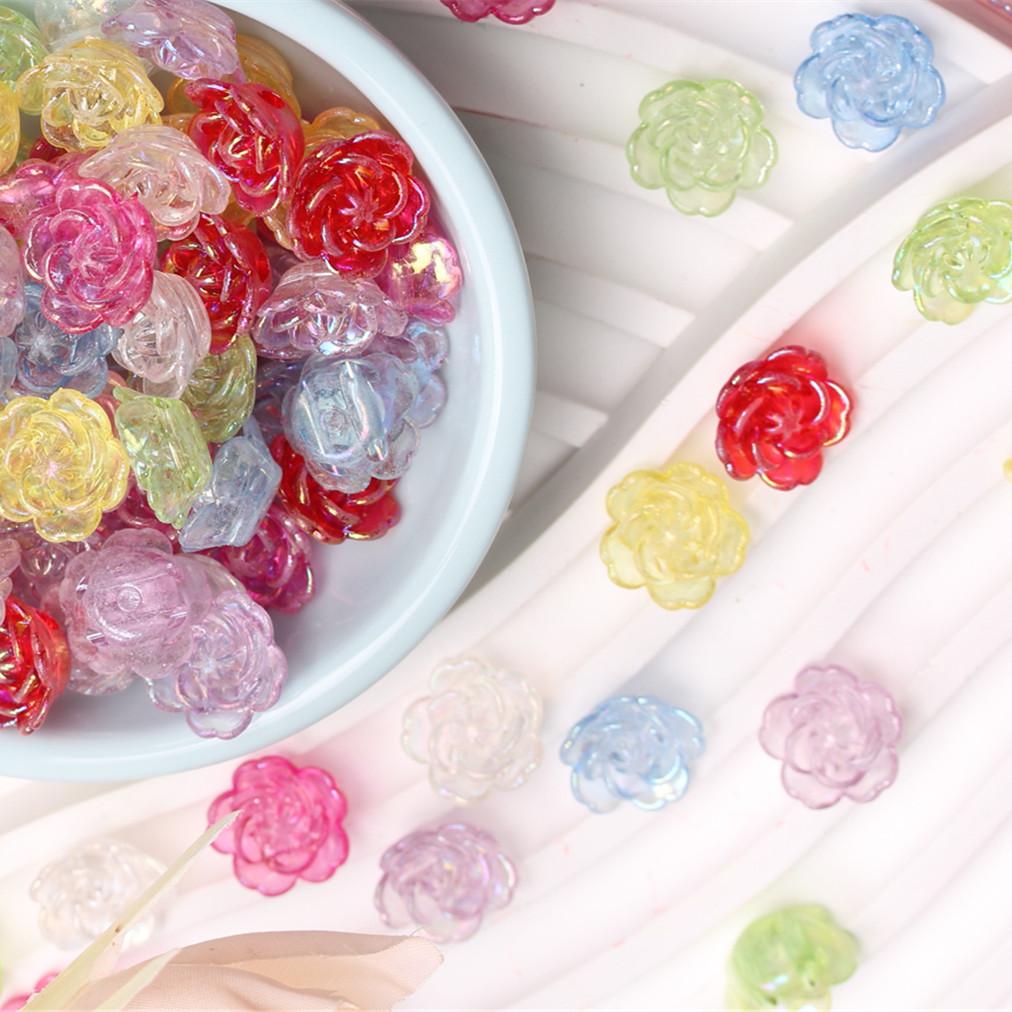 

Свободные бусины акриловые ручной работы для изготовления ювелирных изделий многоцветные AB цвета DIY 14 мм подвески 120 шт. фурнитура для цветочных бусин с двойным отверстием