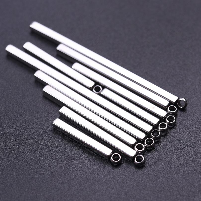 10 sztuk 1722273242 mm Stal nierdzewna Trójwymiarowe prostokątne zawieszki do tworzenia biżuterii Proste zawieszki w kształcie rurki