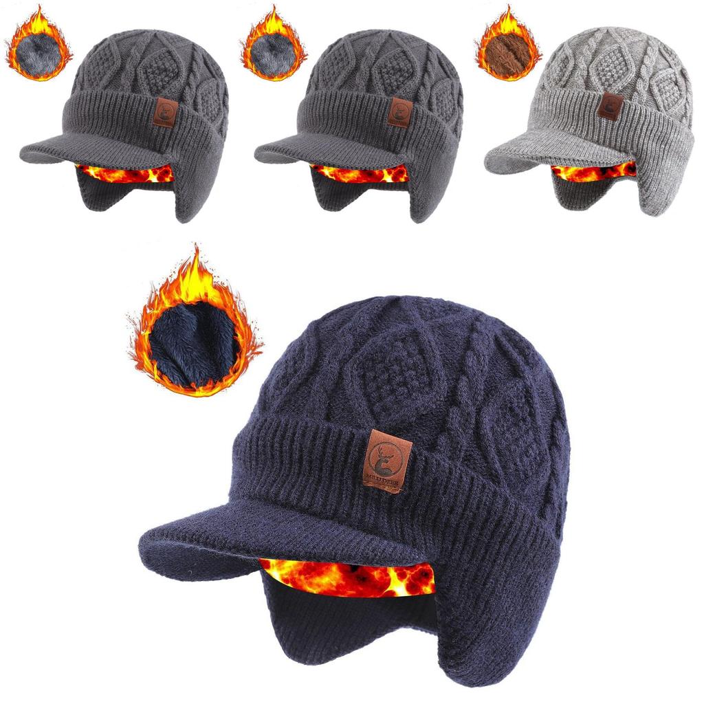 Winter Wool Cap With Textured Design For Men Women Thickened Warmth And Breathability