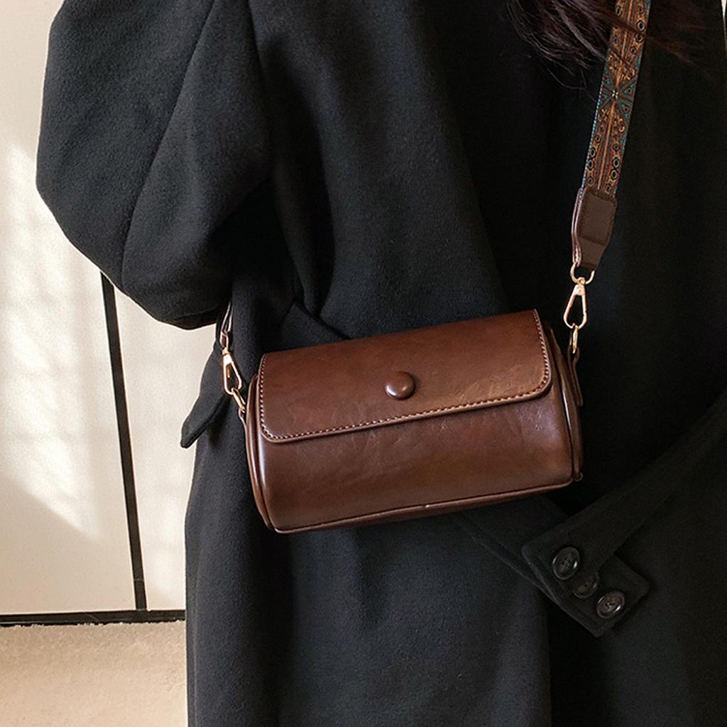 2025 floral shoulder strap cylindrical bag women's small pillow bag Bohemian style wide shoulder strap single shoulder crossbody