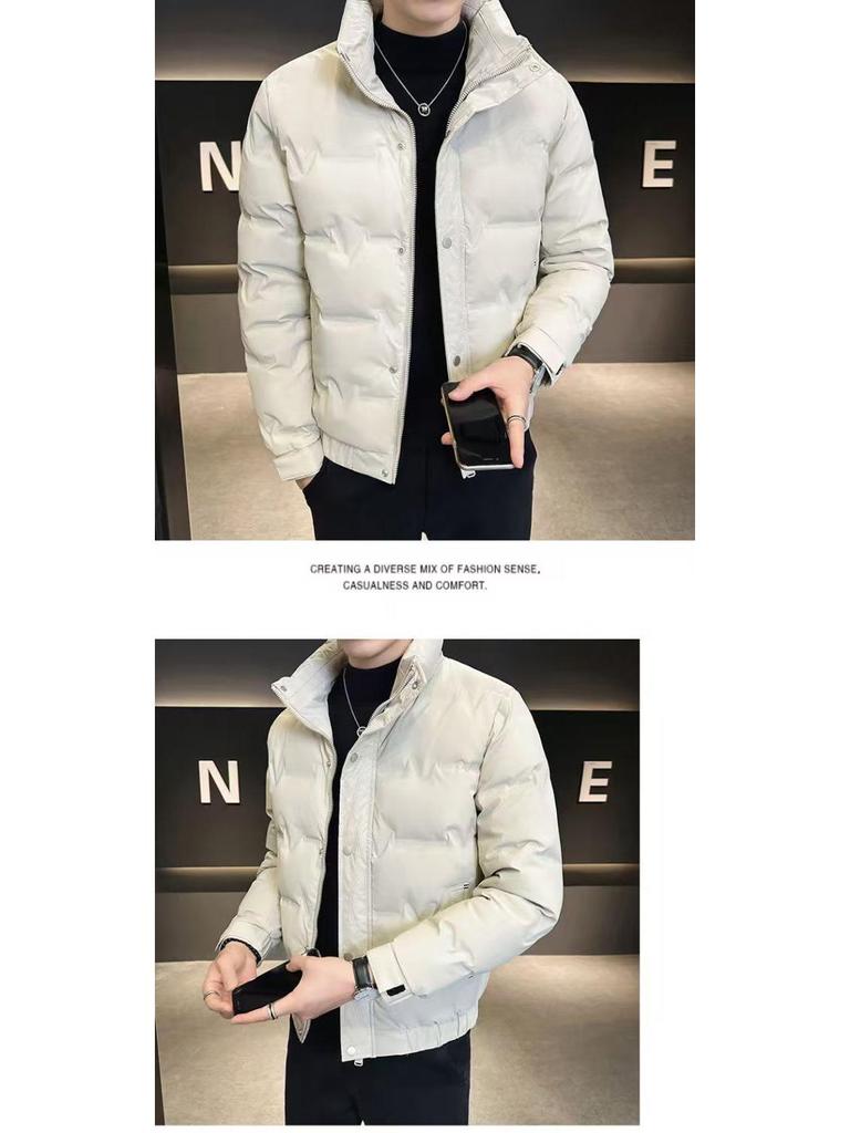 Men's Winter Thickened Down Jacket: Slim, Warm, Stand-up Collar, Stylish Korean Style.
