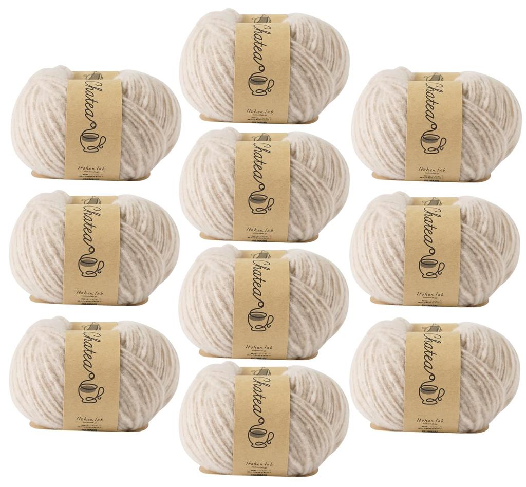Raw Wool Knitworm Yarn Chatty Fluffy Medium 30g Nuts 10-Ball Set, Yarn, Weight, (approx. 84m), 100% Polyester, 1.