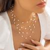 Temperament Simple Pearl Chain Fringed Necklace Female, Cold Wind Multi-Layer Neck Chain Necklace
