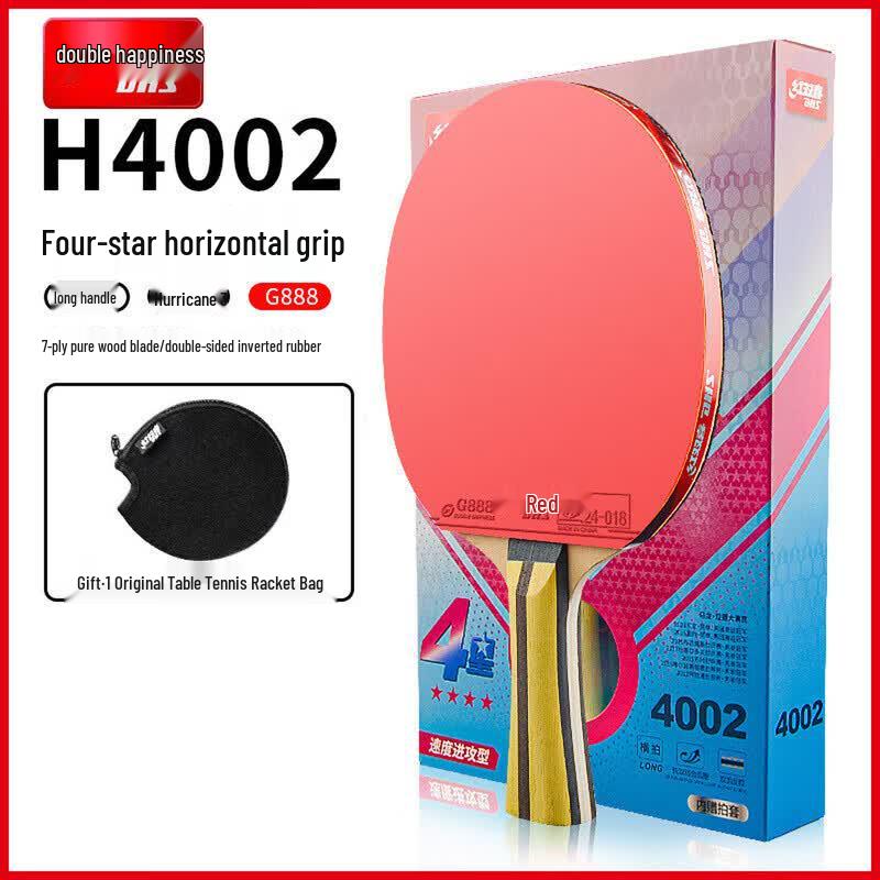 DHS Red Double Happiness 4-Star Table Tennis Racket