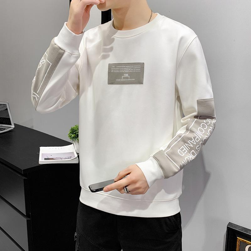 Men's Sweatshirt Spring New Youth Hong Kong Style Casual Loose Round Neck Long Sleeve Versatile T-shirt Bottoming Shirt