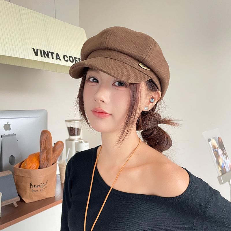 Retro Versatile Woolen Beret Showing Face Ducktongue Octagonal Hat Children'S Warm Windproof Newsboy Hat