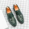 Model Fashion Show Raw Casual Shoes Large Size Frosted Leather Embroidered Leather Shoes
