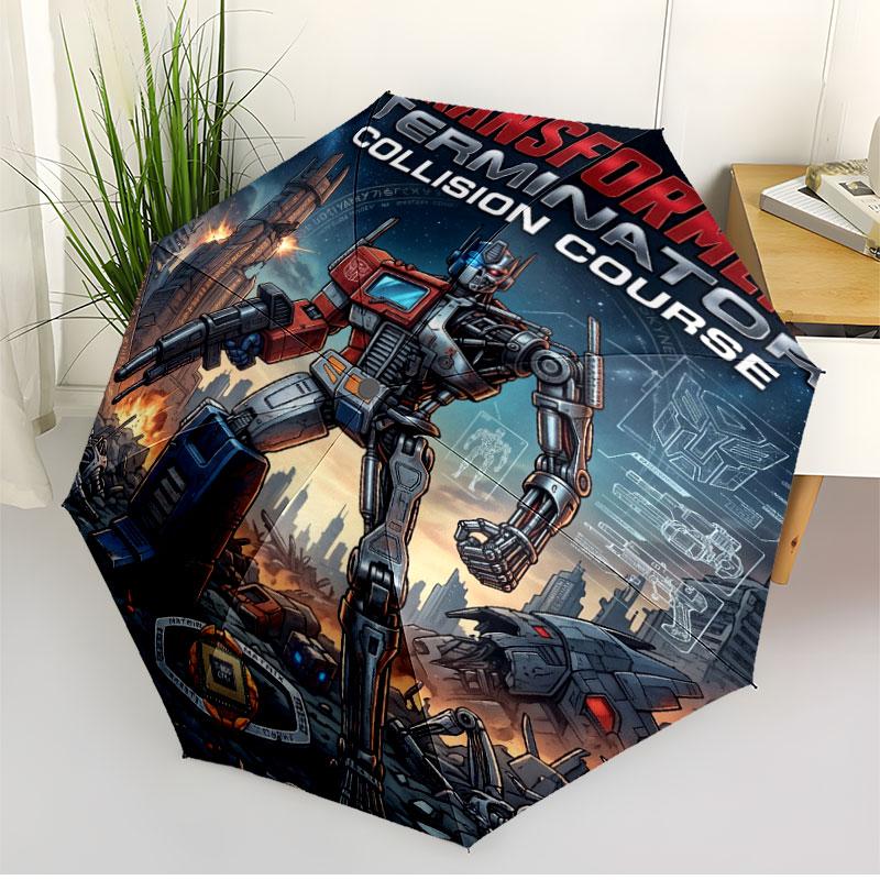Transformers Print Automatic Open Close Umbrella, Portable Foldable Umbrella, for Outdoor Commute Camping Trip, Ideal Birthday Gift