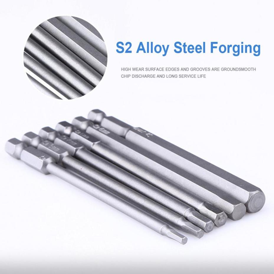 8 Pcs 100mm Hex Head Allen Wrench Drill Bits Set SAE Metric Allen Electric Hexagonal Bit Screwdriver Socket Bit Power Tool Parts
