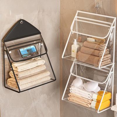 Bathroom Hanging Bag Large Capacity Dual Layer Waterproof Transparent Design Clothing Storage
