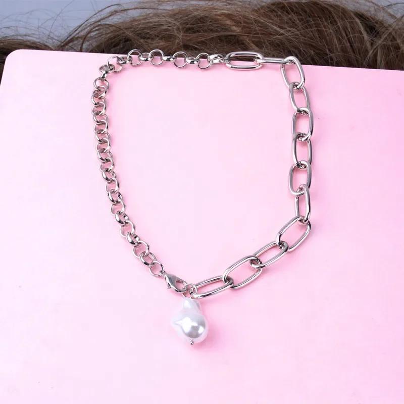 New Punk Heart Multilayer Pearls Pendants Necklaces Link Chain Heart Necklace Jewelry Gift Choker Steampunk Padlock Heart